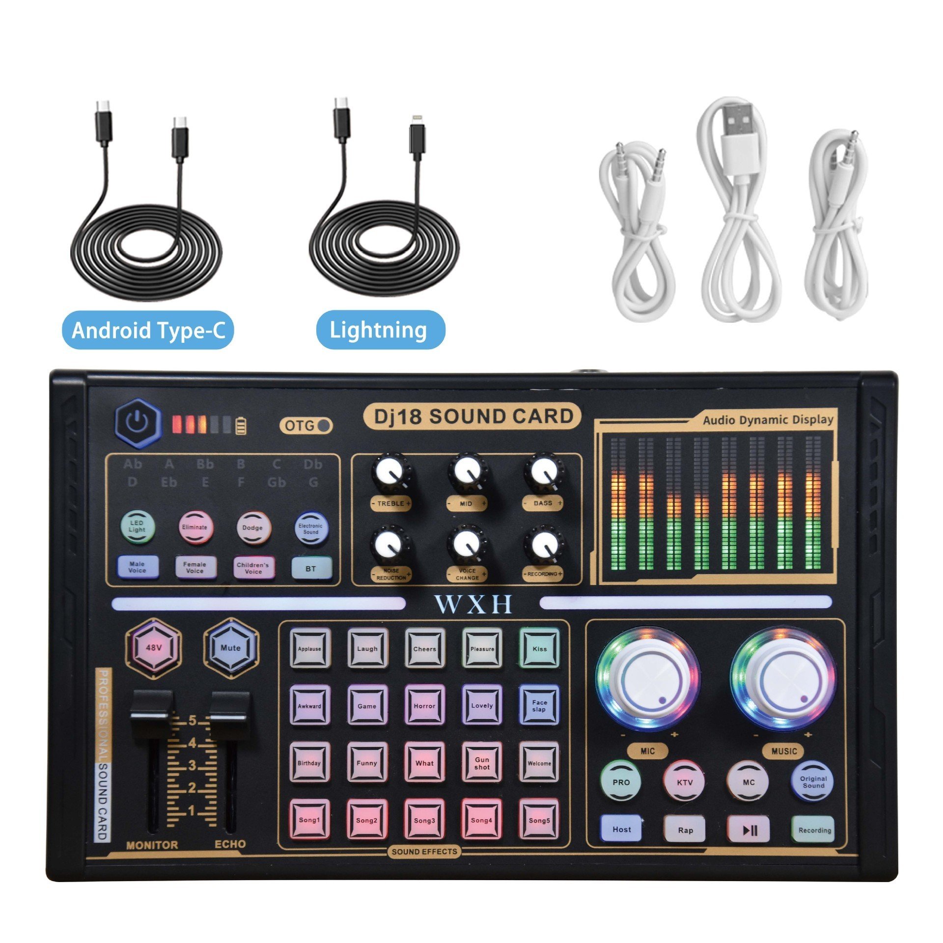 Karaoke Studio Recording Podcast Equipment Bundle Podcast Sound Board Microphone Bundle Audio Mixer With Effects Starter Kit