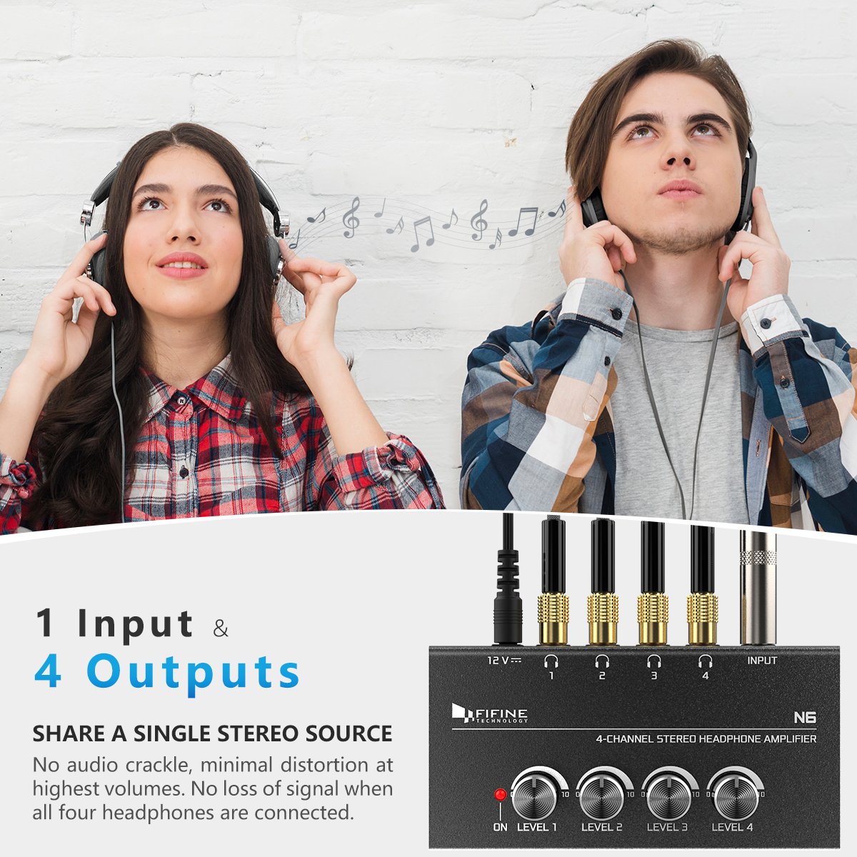 Fifine N6 Portable Professional DJ Hifi 4 Channel Audio Amplifier Board Stereo Amplificador Mixer Sound Guitar Amplifiers