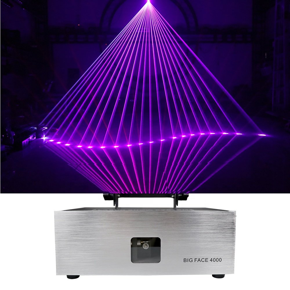 Big Face 4W RGB 3 IN 1 Full Color Laser Light High Bright Scan Line Beam Stage Lighting Projector Cartoon DJ Club Disco Lamp