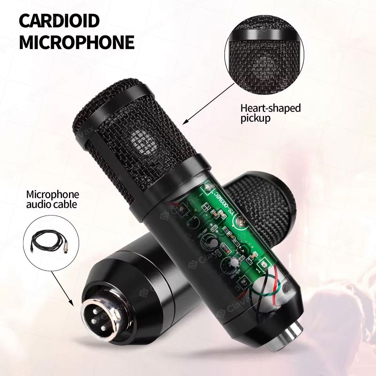 Clavax CLCM-BM800 Hot Sale Condenser Microphone V8 Sound Card Set With Suspension Bracket For Podcast Live Streaming