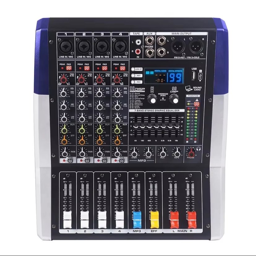 Pro 550W*2 Powered Audio Mixer Console 4/6/8-Channel 99DSP+USB+Bluetooth+Record+MP3 Reverb powered Mixing console sound system