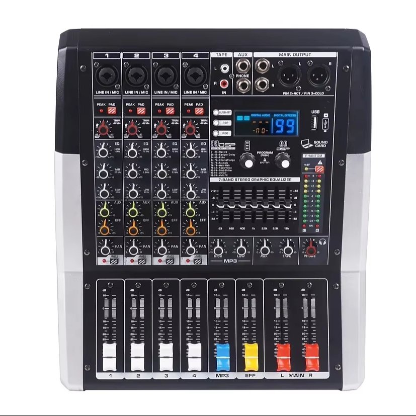 Pro 550W*2 Powered Audio Mixer Console 4/6/8-Channel 99DSP+USB+Bluetooth+Record+MP3 Reverb powered Mixing console sound system