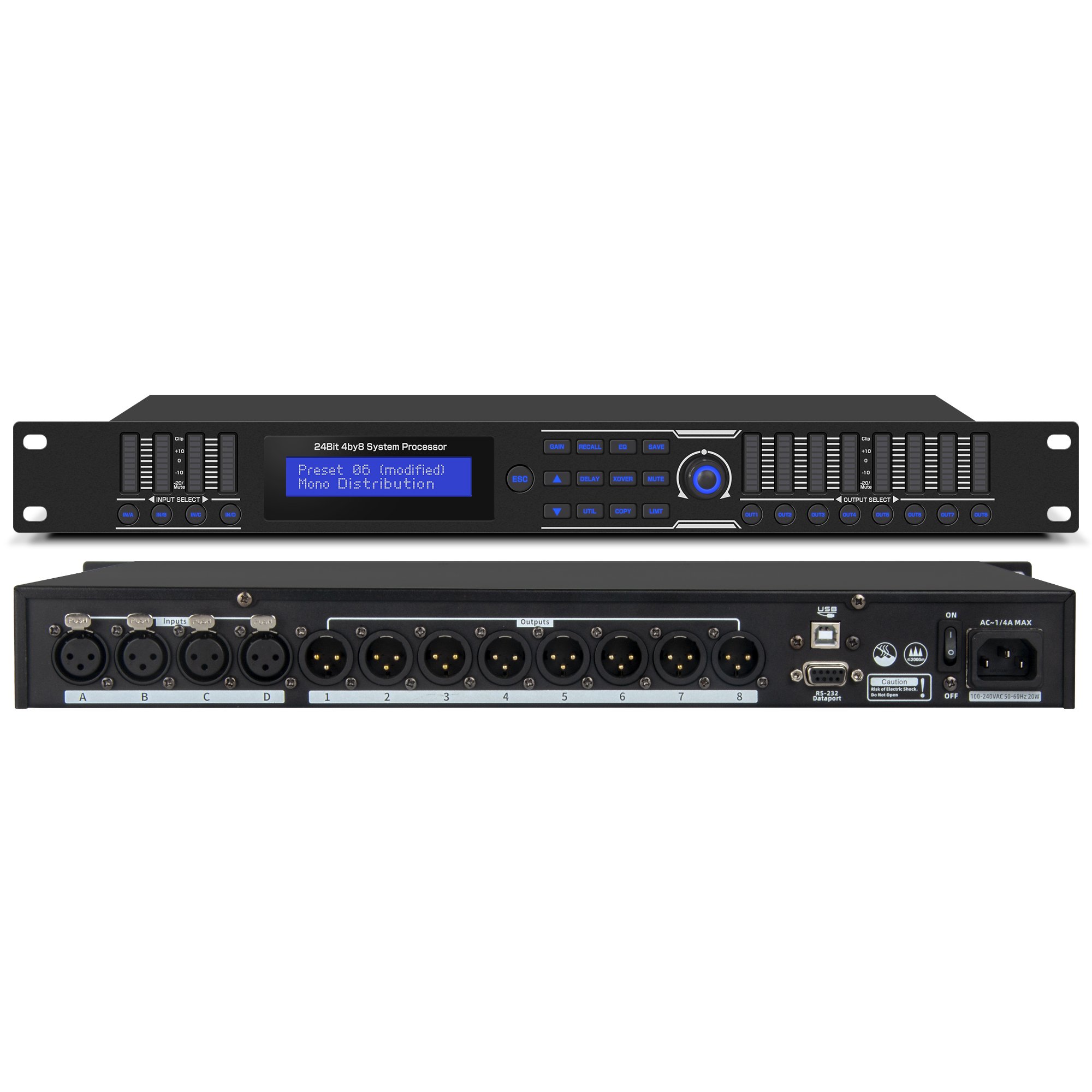 PS48 Professional digital audio processor 4 input 8 output audio FIR processor system audio digital processor sound equipment