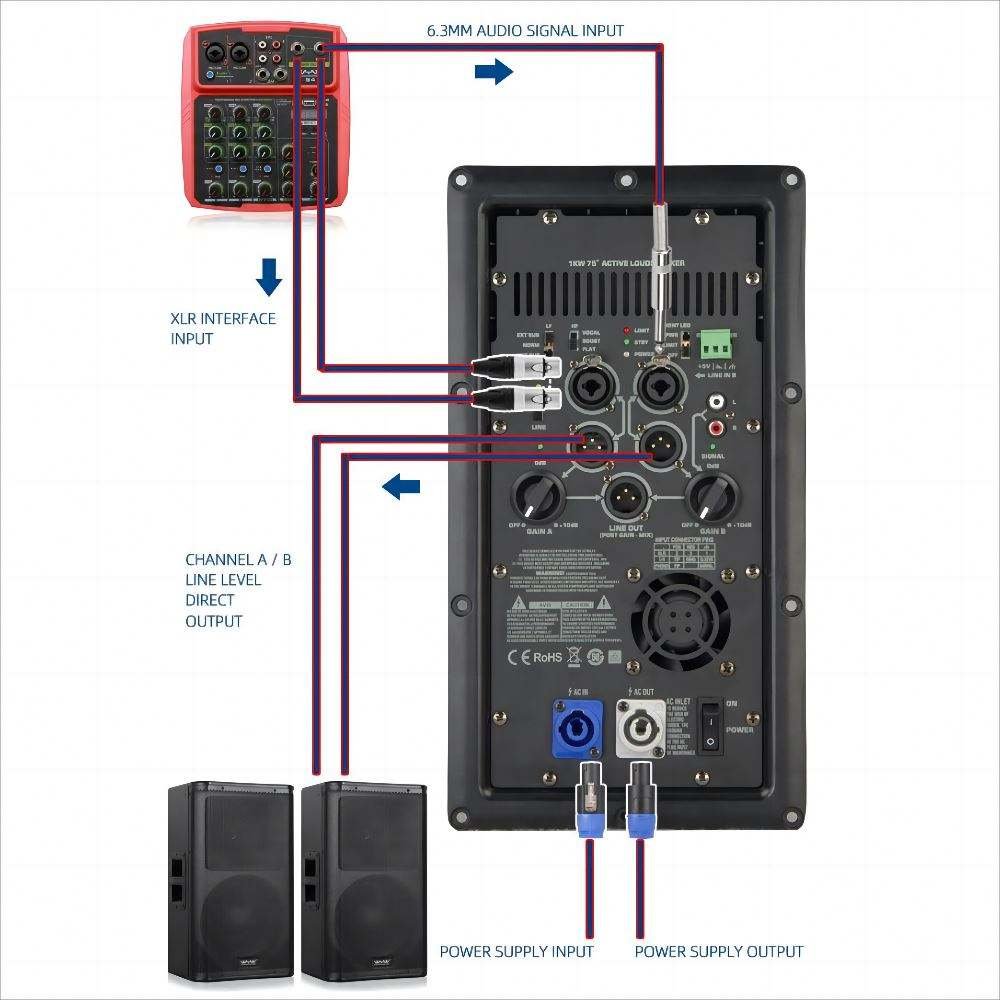 Factory Professional K12A Active Speaker Amplifier Module 1000W Class D Broad Power Amplifier Sound Equipment