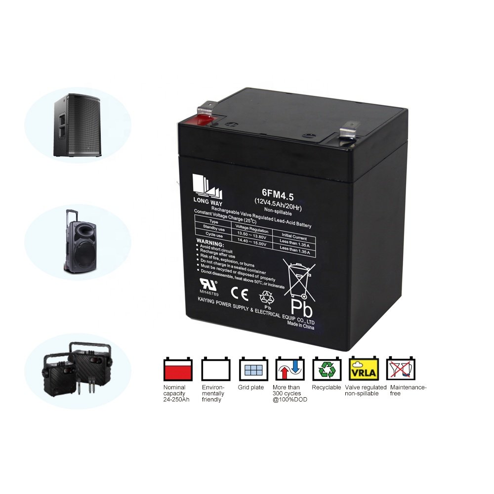 Deep Cycle Lead-acid AGM Rechargeable Valve Regulated AGM Batteries12V4Ah 4.5Ah 6FM4.5 Sound and speaker lead acid Battery