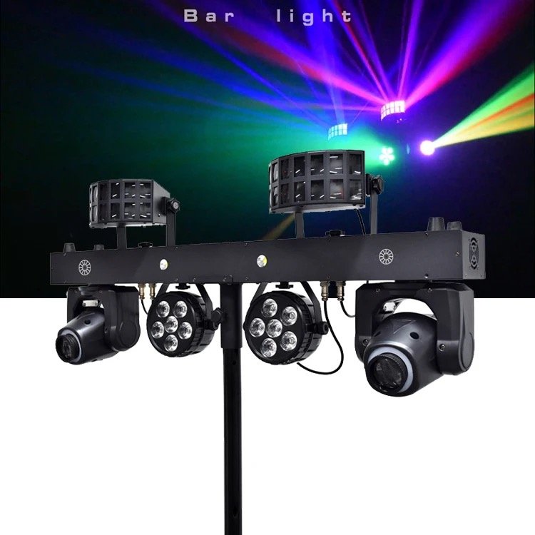 Professional Portable DJ Equipment 6x5W RGBW 4in1 LED Par Bar Stage Lighting 2pcs Gig Bar Kit with Stand&Bag Disco DJ Lighting