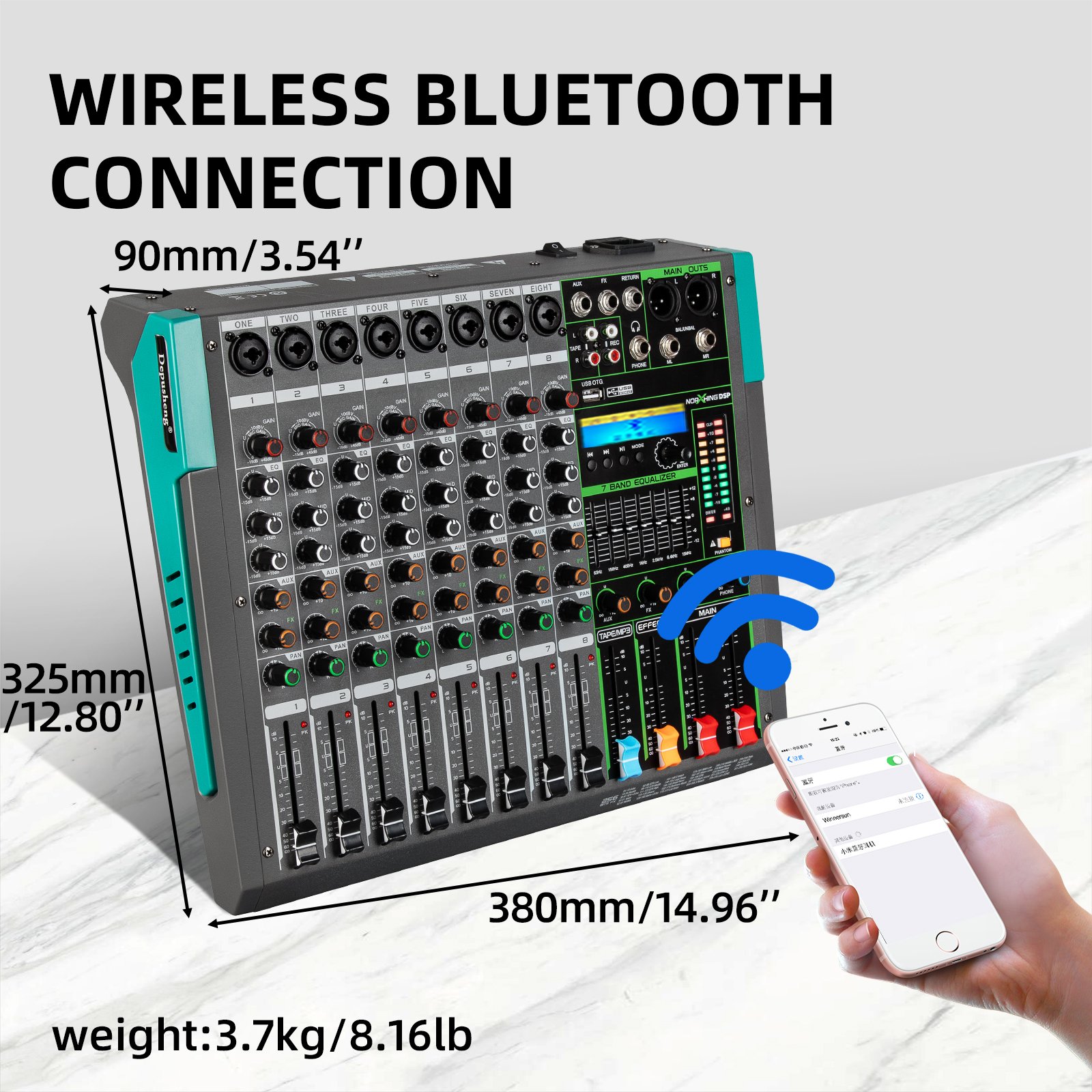 Biner MG8 USB Connection Built-in 256 Reverb Effect 8 Channels Digital Professional Audio Mixer Console