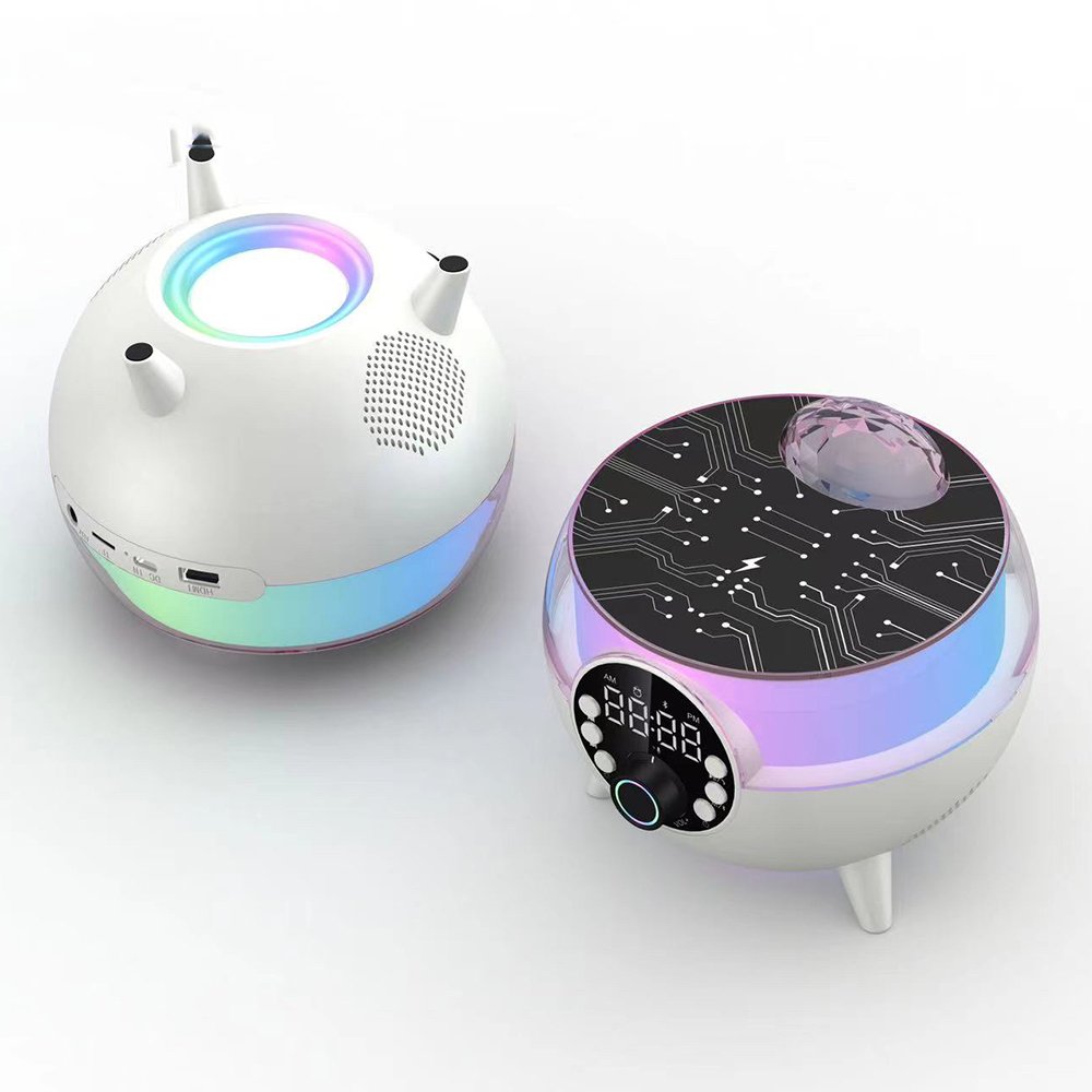 New Wireless Alarm Clock Blue-tooth Speaker With Wireless Charging For Phone Laser Colorful lights Stereo Bass Active BT Speaker