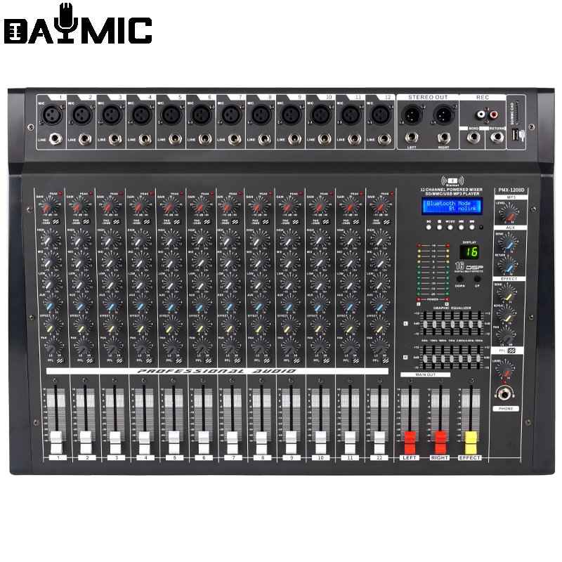 PMX 8 12 16 channel mixing console MP3 Professional Sound System Equipment power Audio Mixer DJ and Audio DSP for Concert