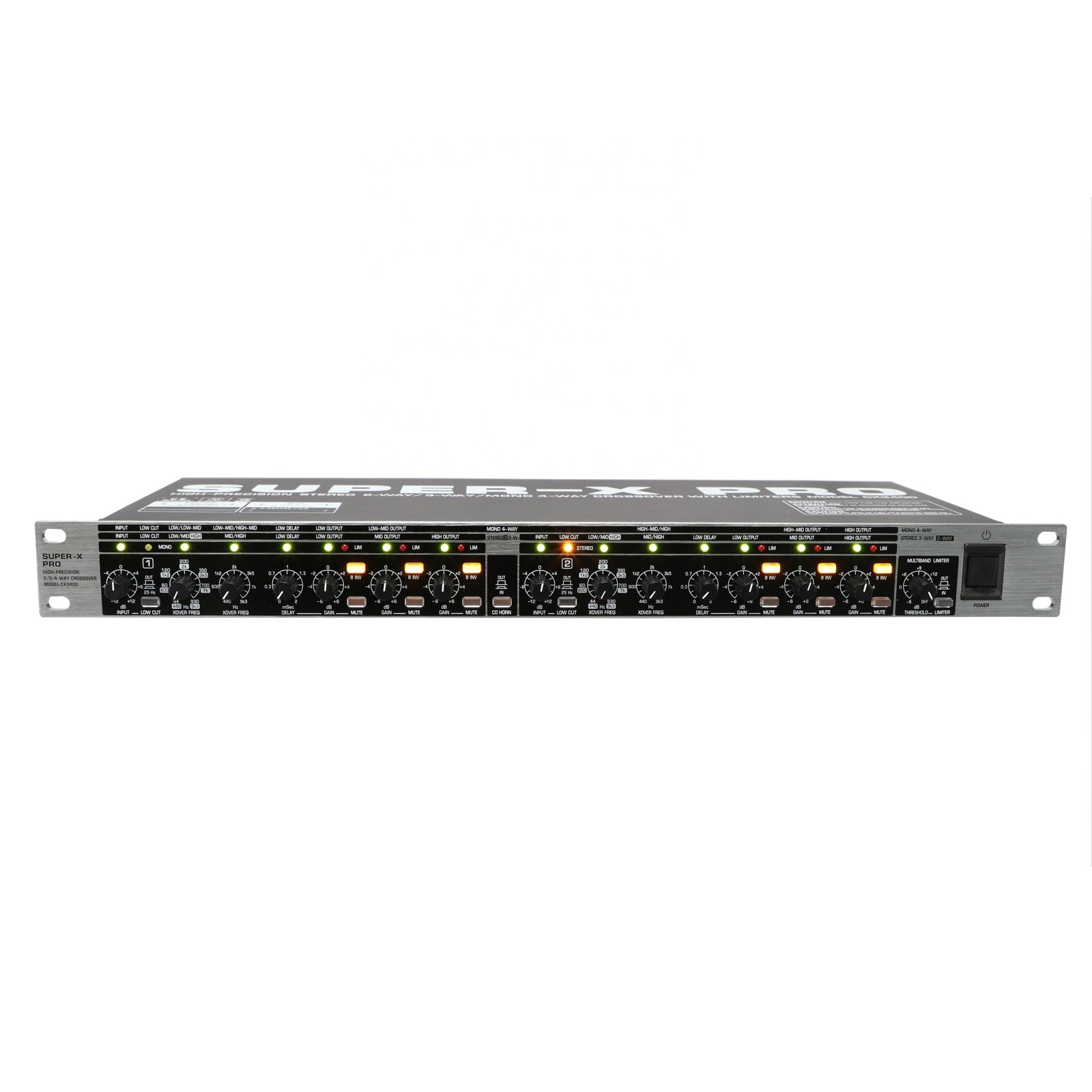 CX3400 High-Precision Stereo 2-Way/3-Way Mono 4-Way Audio Crossover with Limiters Sound Equipment For Stage Equipment System