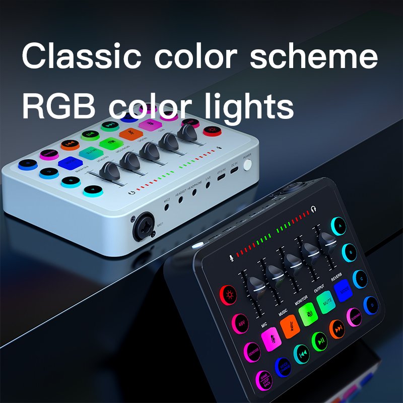 Podcast Equipment Bundle Audio Mixer Sound Board Console Desk System Interface with 48V Phantom Power DJ Mixer with Microphone