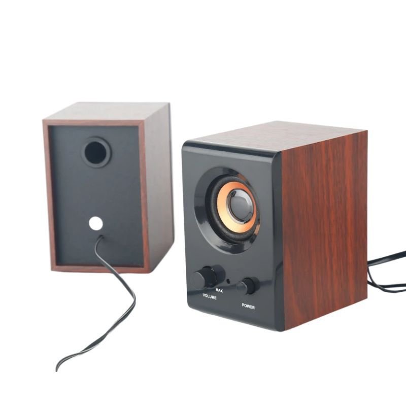 Laptop Desktop Computer Speakers Wooden Wired Speakers Home Office External Multimedia 2.0USB Wired Speakers