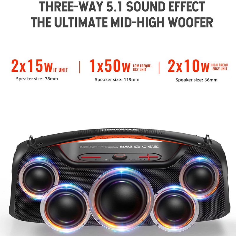 High Power 100W Hope star Sound Equipment Speakers Outdoor Sports Wireless Speaker High Quality BT Portable Waterproof Battery