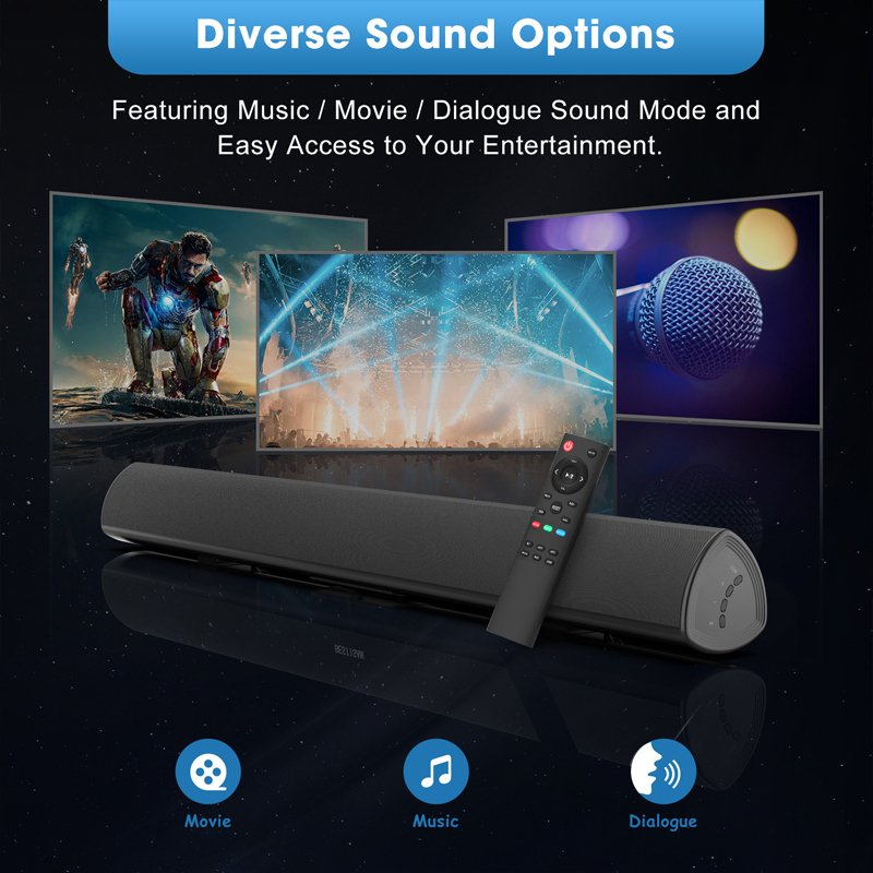 60W Echo Wall TV Audio Home Living Room Projector Wall Mount Speakers & Accessories Long Sound Bar Wireless Bluetooth Speaker