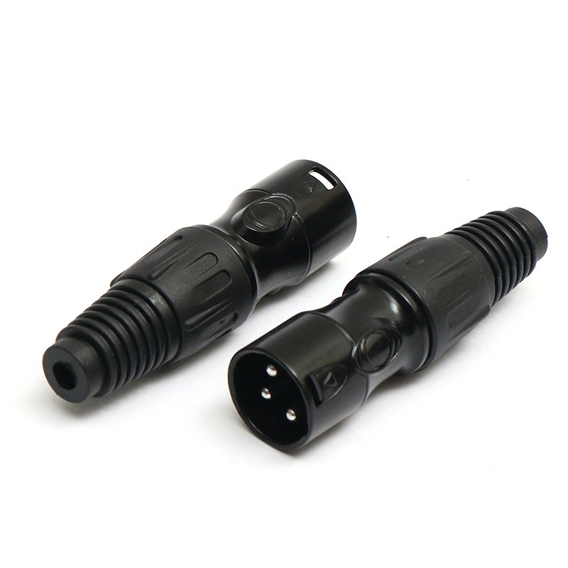 Free Sample OEM Audio equipment connector accessories copper joint plug Black Cannon plug male microphone converter plug lot