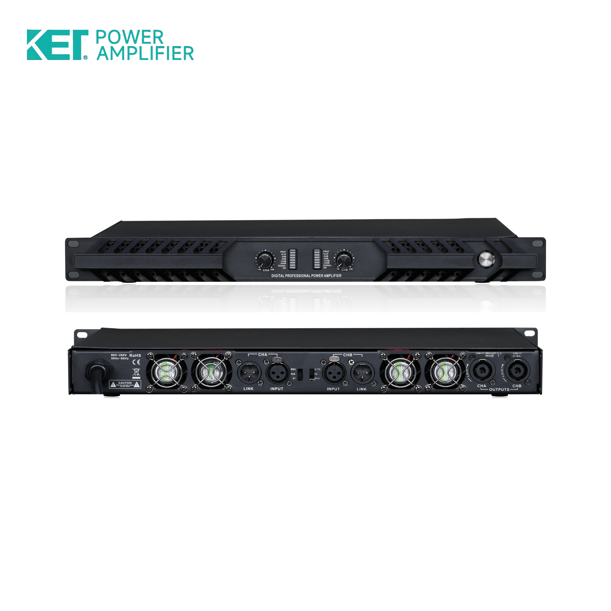 KET DP222 1U digital amplifier 2 channel 2200W sound equipment professional audio amplifier for line array speakers