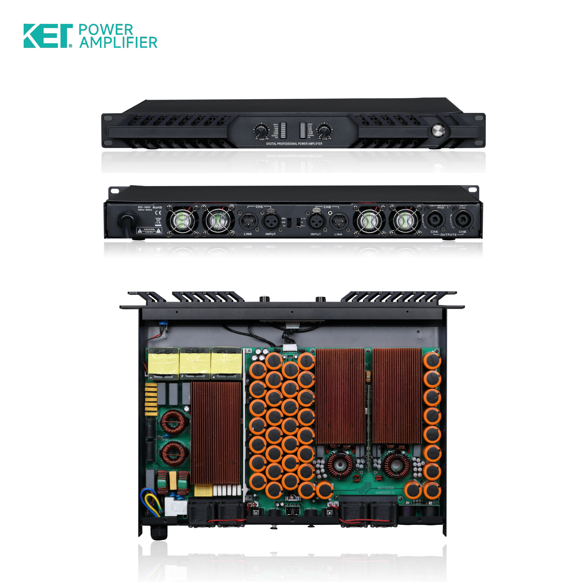 KET DP222 1U digital amplifier 2 channel 2200W sound equipment professional audio amplifier for line array speakers