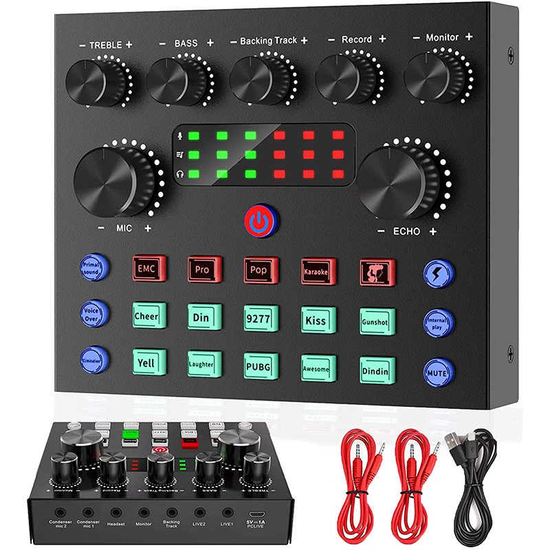 Professional V8s Audio Sound Card & Mixers And Microphone Set LiveBroadcast Podcast Recording Usb Studio Audio Interface