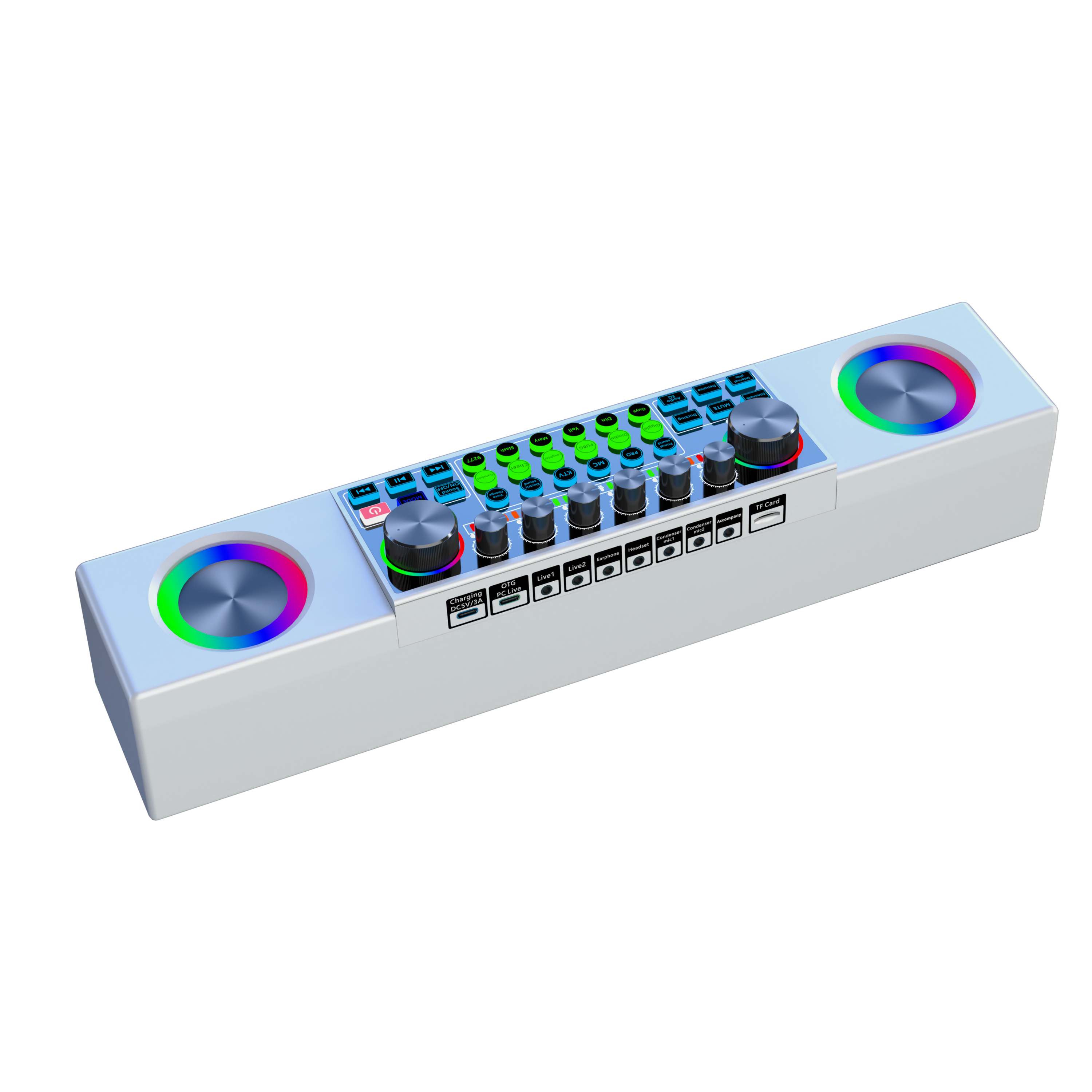 Home Karaoke KTV Studio Monitor RGB Double Dynamic Wireless Microphone BT Active Sound Card Family Parties Entertainment