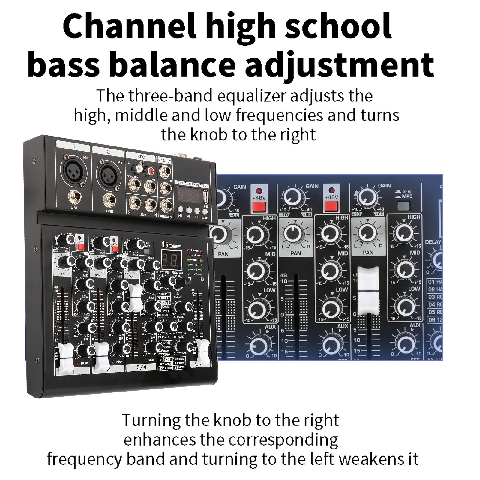 Professional DJ Controller/Audio Console Mixer Desktop System Interface 4 Channel Stereo Bluetooth Audio Digital Mixer