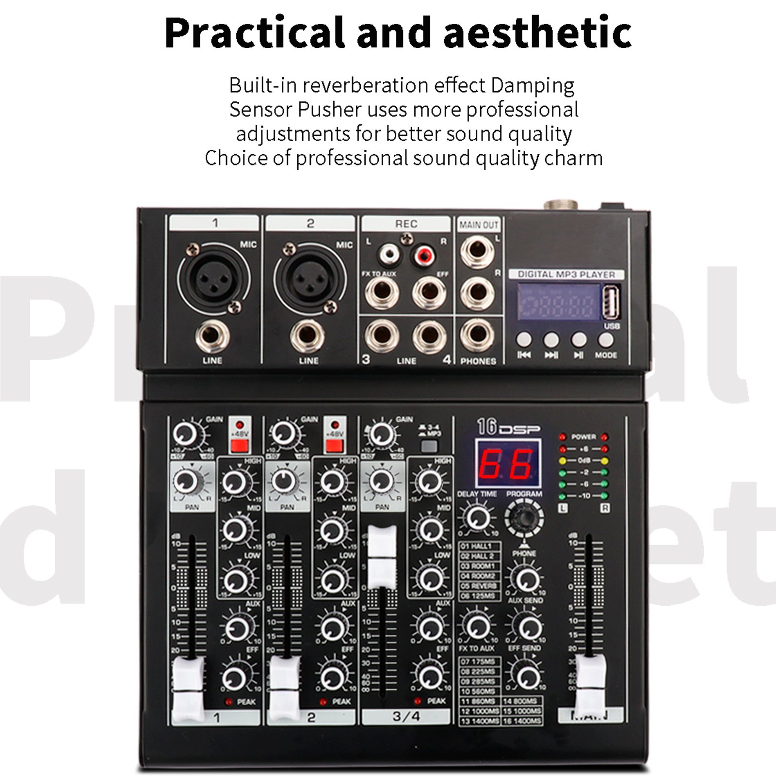 Professional DJ Controller/Audio Console Mixer Desktop System Interface 4 Channel Stereo Bluetooth Audio Digital Mixer