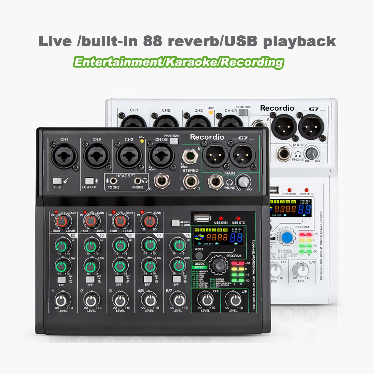GAX-G7 Live sound card mixer with built-in 88DSP suitable for outdoor music, live broadcast, games, and teaching