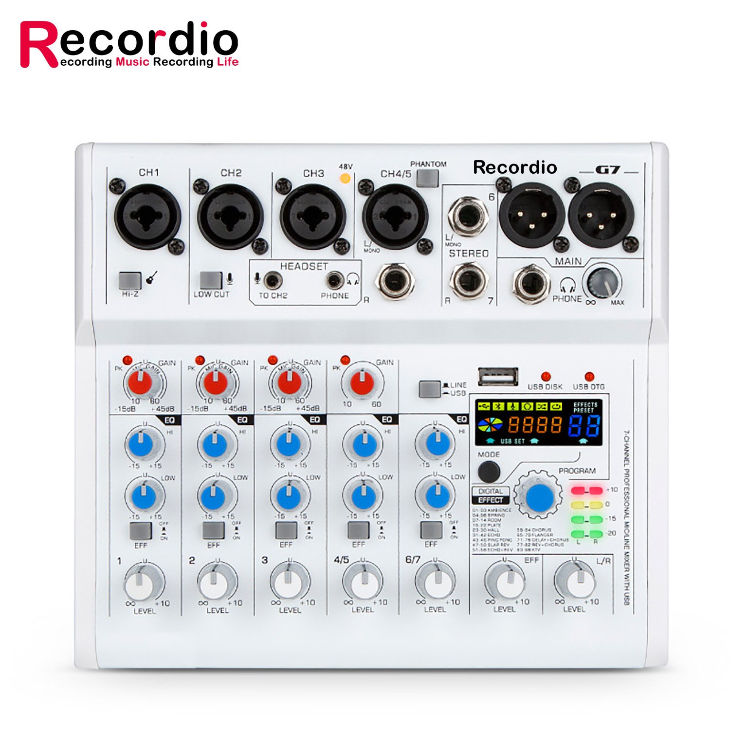 GAX-G7 Live sound card mixer with built-in 88DSP suitable for outdoor music, live broadcast, games, and teaching