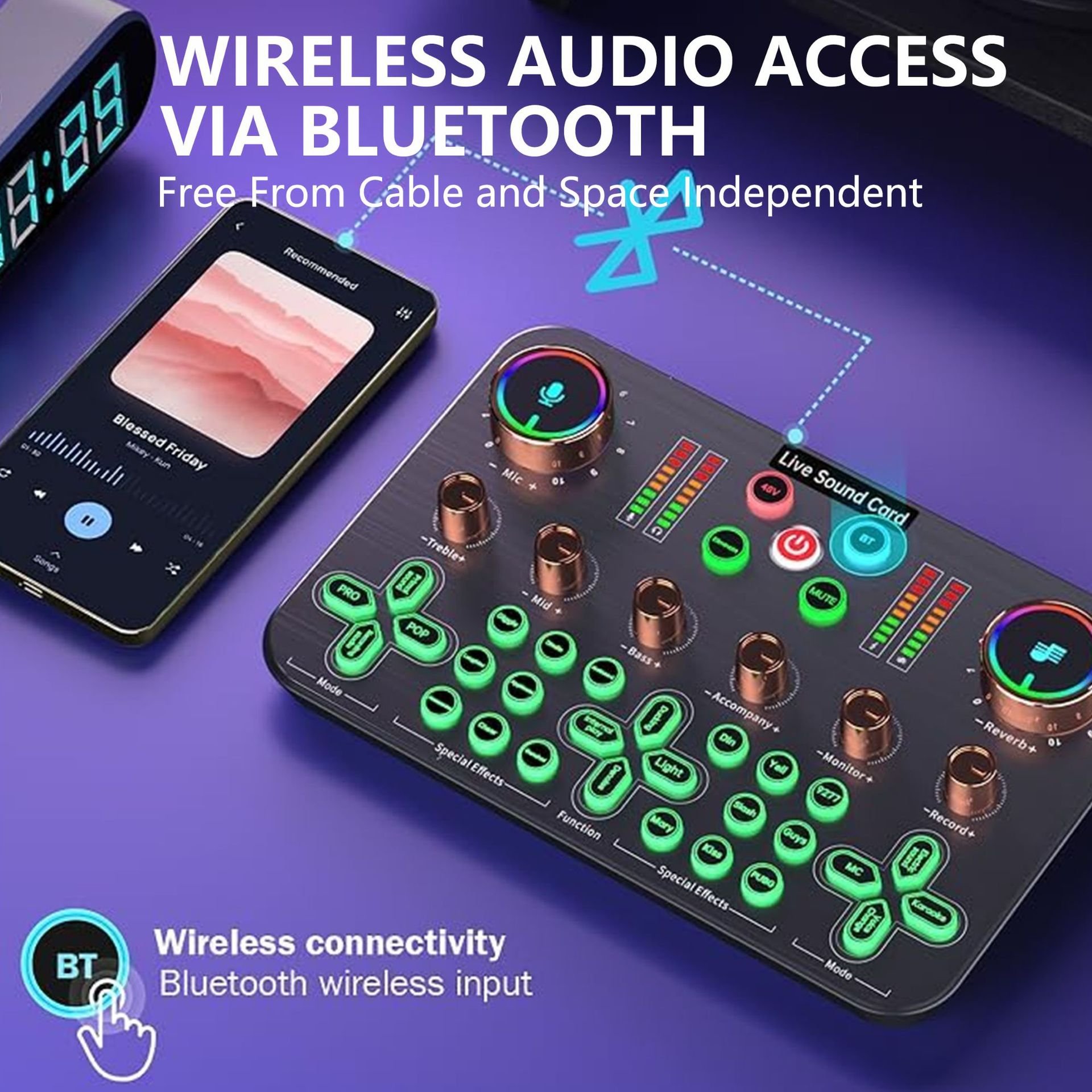 K600 48V Live Sound Card Audio Interface Mixer Live Stream SoundCard Broadcast Equipment For Webcast Live Studio