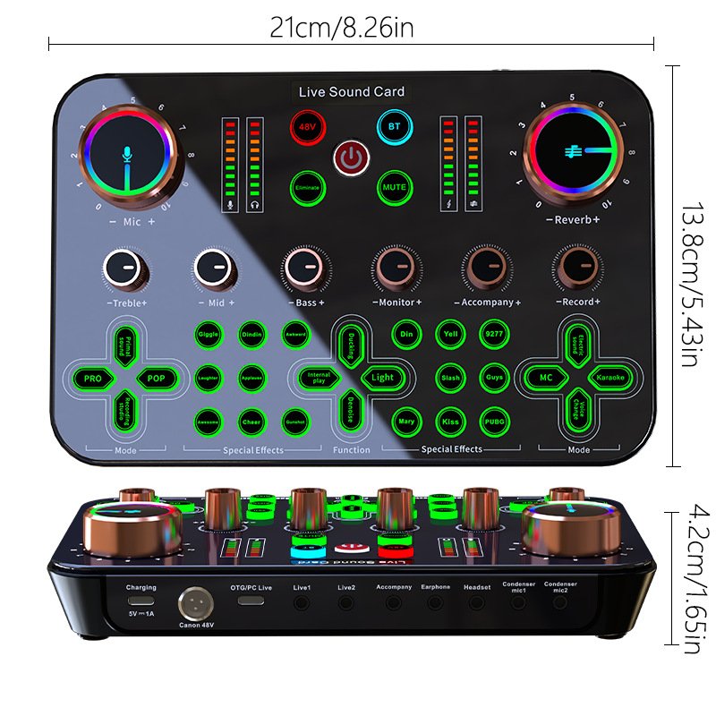 K600 48V Live Sound Card Audio Interface Mixer Live Stream SoundCard Broadcast Equipment For Webcast Live Studio