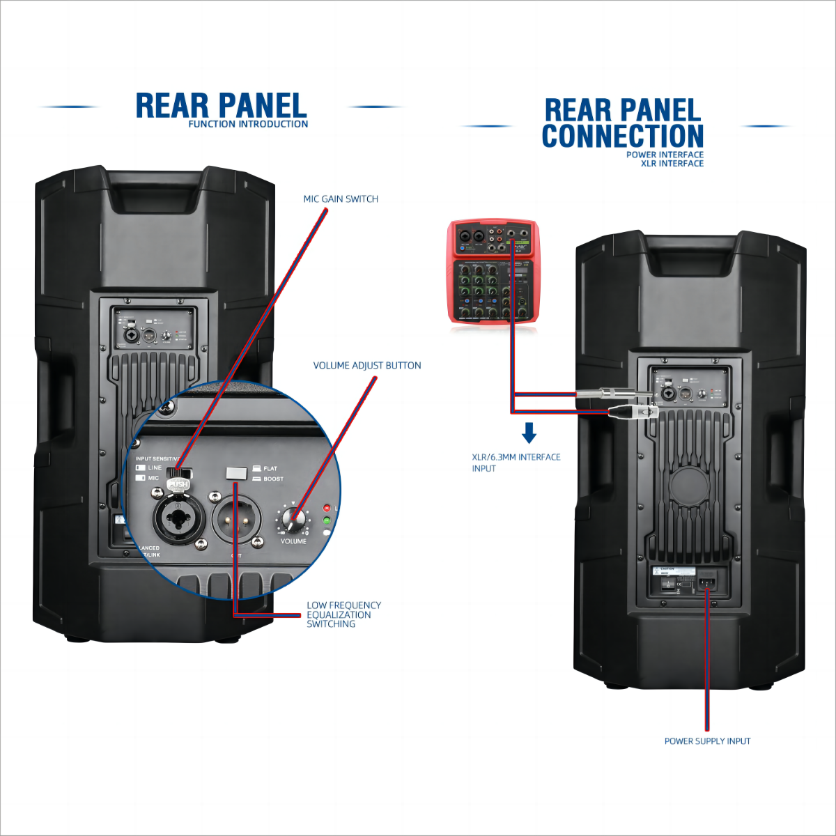 Demao Professional 2-Way Sound System Equipment 15 Inch 1000W DJ Concert Stage Sound Equipment Active Speaker For Outdoor/Indoor