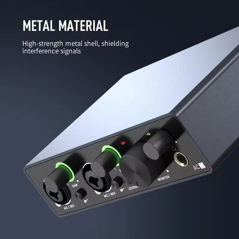 AMACEX X2 Professional Metal Studio Recording Sound Card PC Live Broadcast Podcast Equipment