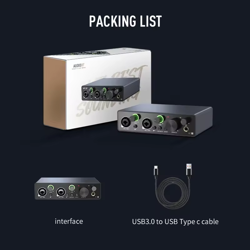 AMACEX X2 Professional Metal Studio Recording Sound Card PC Live Broadcast Podcast Equipment