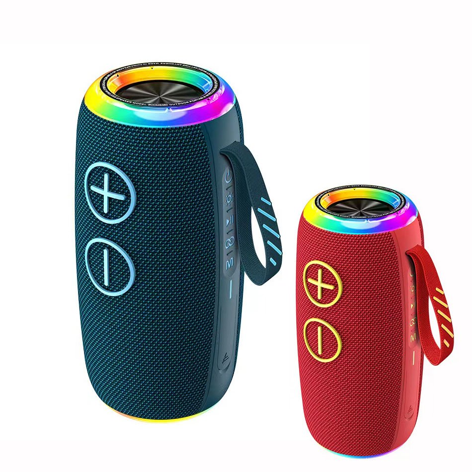 BOOMS380 Wireless Blue-tooth Hifi Stereo Bass Boombox Speaker LED RGB Light BT Outdoor Portable Woofer Fabric Waterproof Speaker