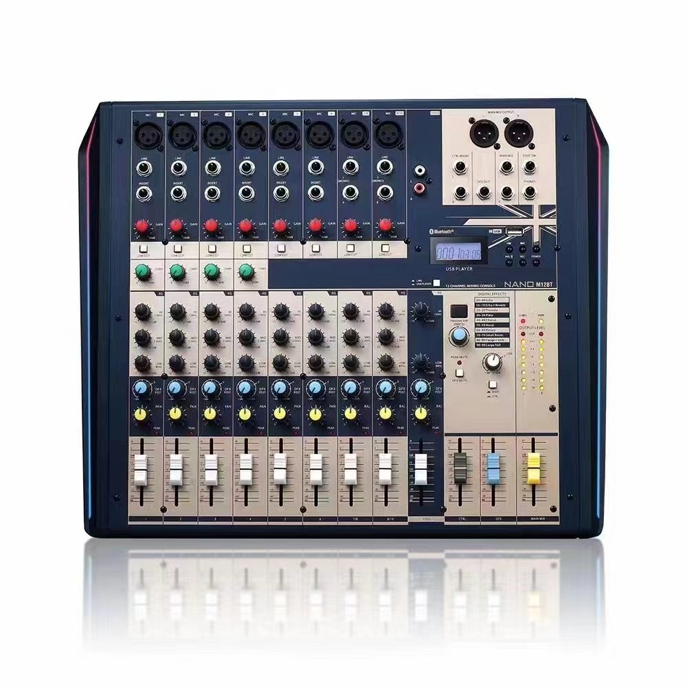 NANO M08BT/M12BT Professional audio mixer 8/12 CHANNEL audio mixing console mp3 player+bluetooth stereo sound craft mixer