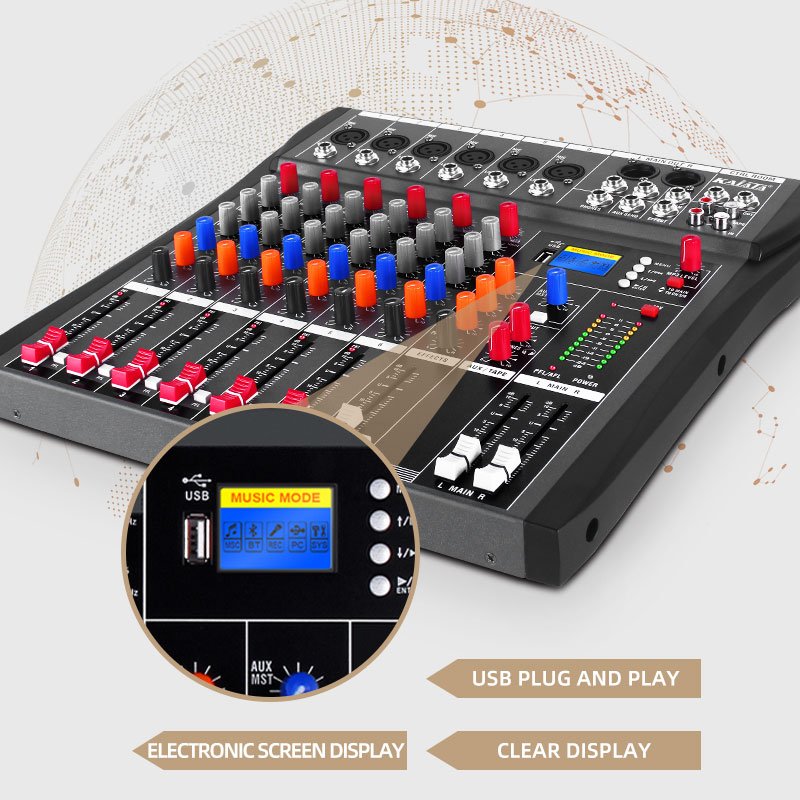 KAIKA CT6-2 6 Channel Power Mixer Amplifier Professional Audio Private Family Performance KTV Stage Sound Mixing Console Audio M
