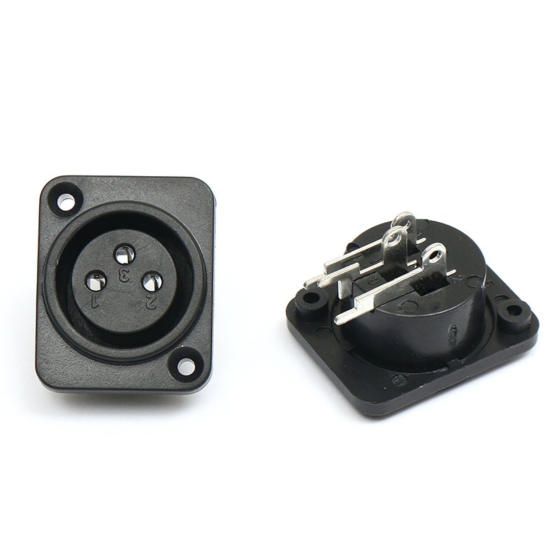 Full Custom OEM Free Sample Fine Copper XLR Connector 3 Pin 3-core stage lighting audio microphone socket