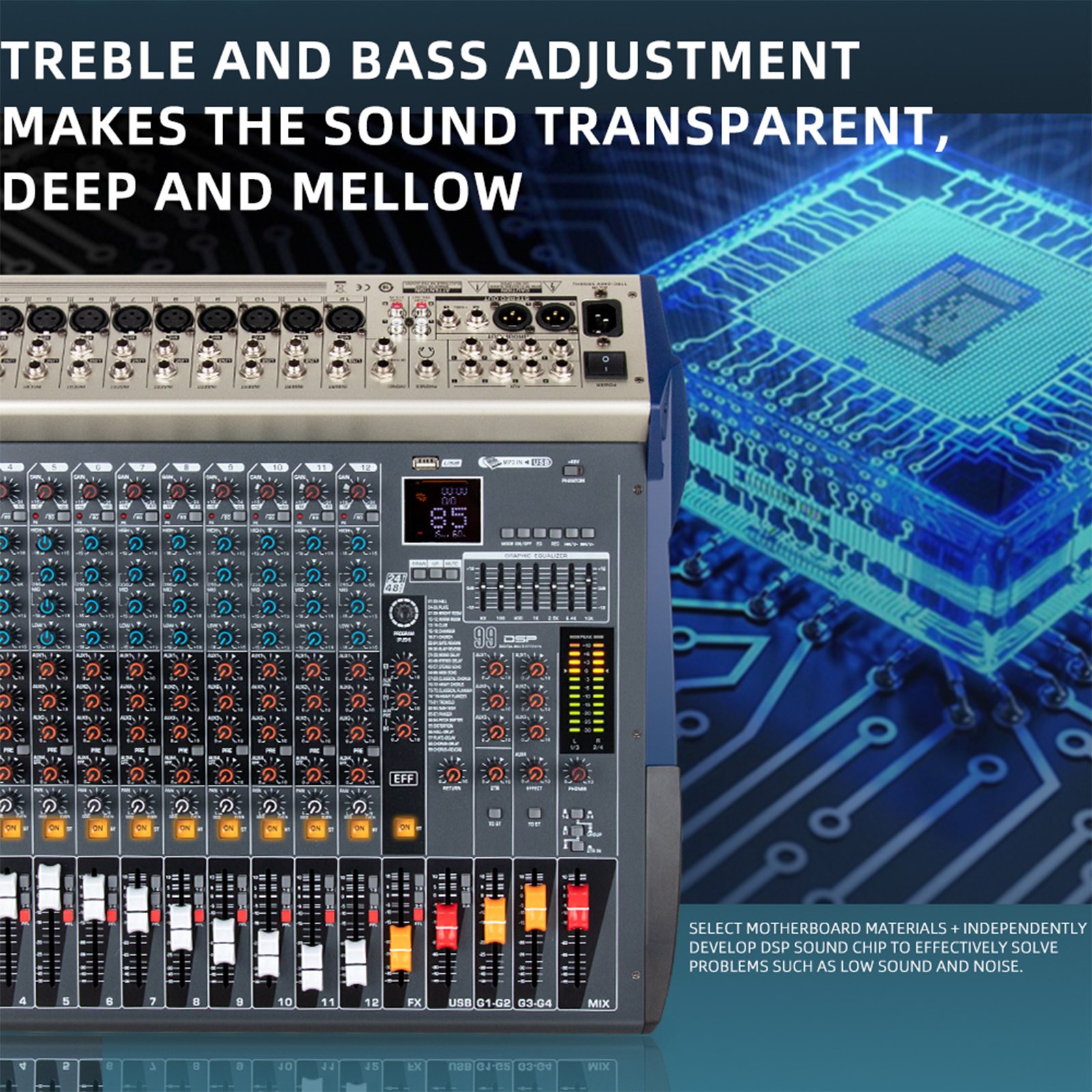 Professional Dj Console Mixer Audio Music Karaoke Recording Studio 8 Channel External Audio Live Interface USB Sound Card