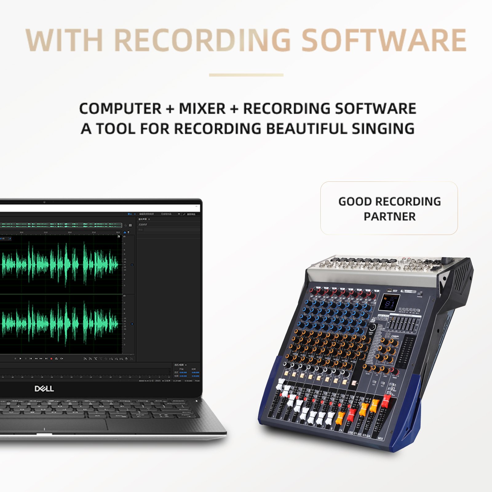 Professional Dj Console Mixer Audio Music Karaoke Recording Studio 8 Channel External Audio Live Interface USB Sound Card