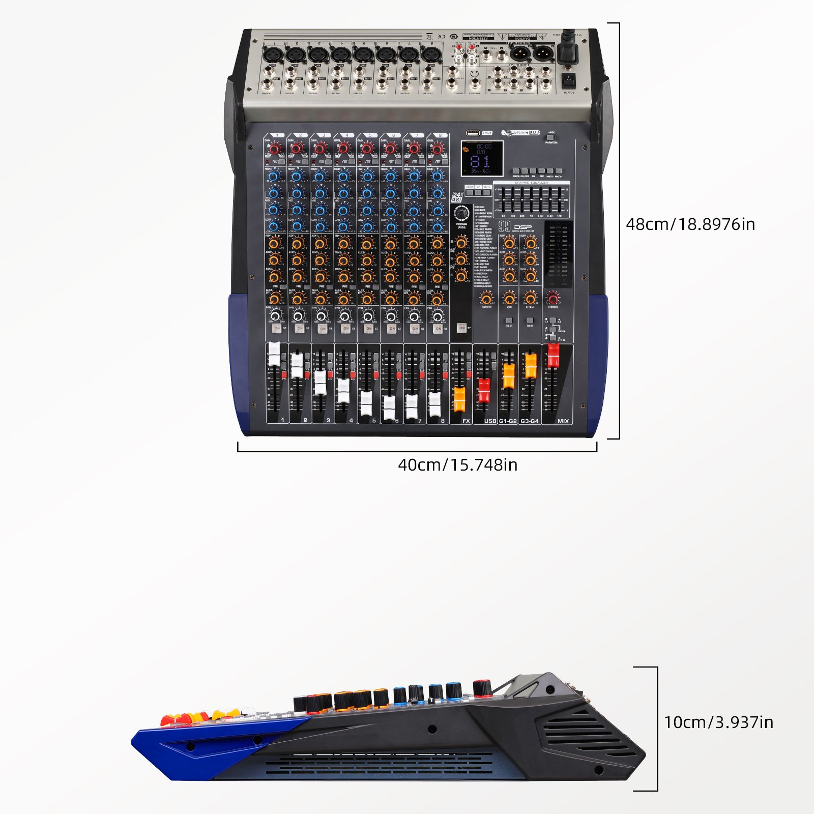 Professional Dj Console Mixer Audio Music Karaoke Recording Studio 8 Channel External Audio Live Interface USB Sound Card
