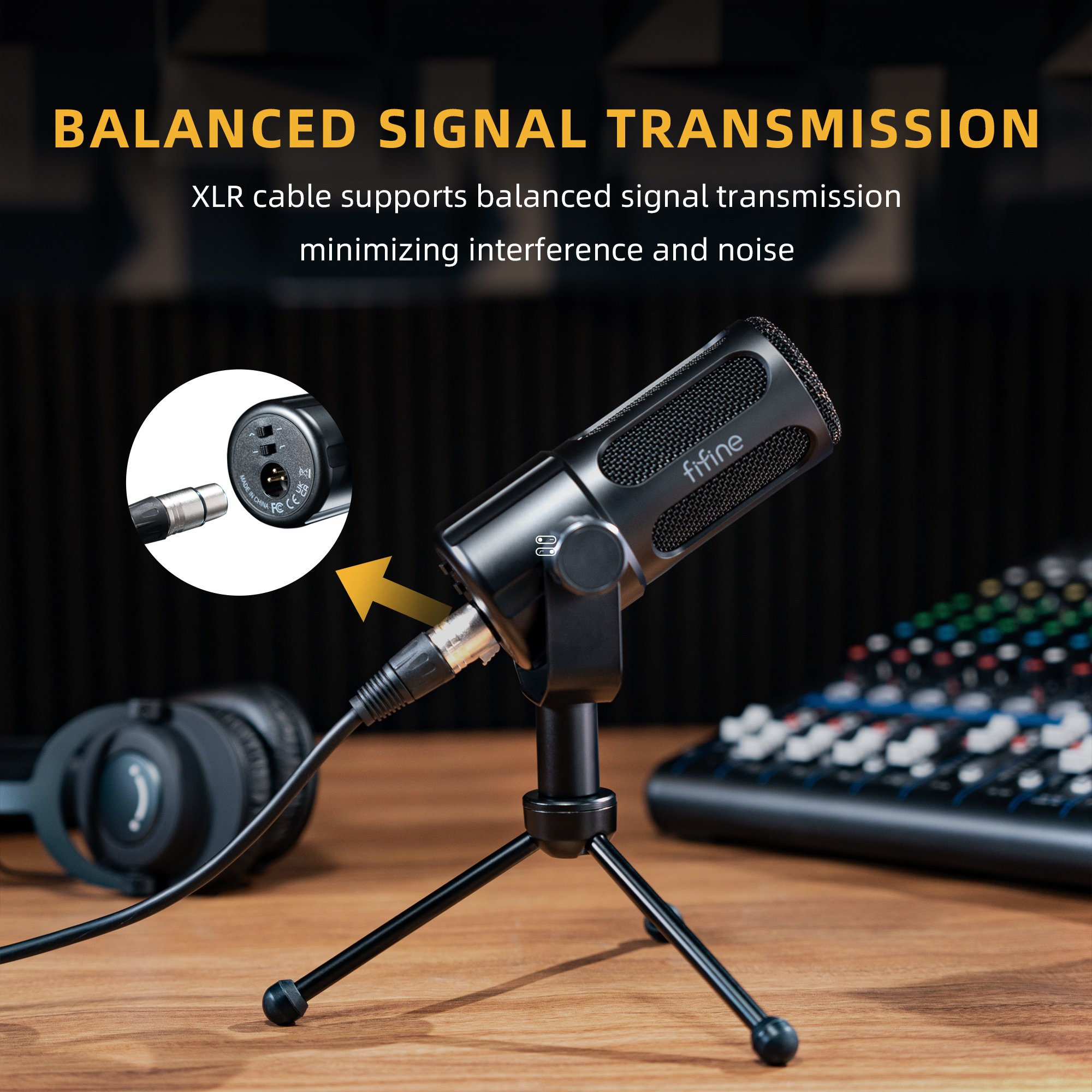 Fifine 48V recording studio sound card studio mic professional live authentic audio interface soundcard dynamic microphone