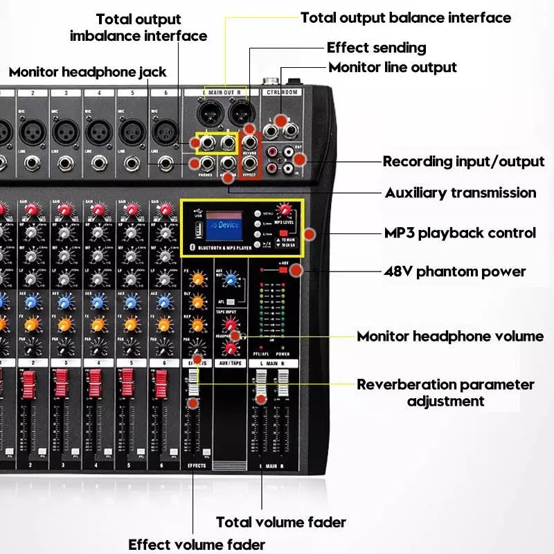 Lane CT-160L Factory Hot Selling OEM XLR and 6.3mm jack USB Digital Recording dj equipment 16 Channel Audio Console Mixer