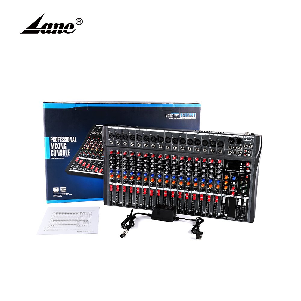 Lane CT-160L Factory Hot Selling OEM XLR and 6.3mm jack USB Digital Recording dj equipment 16 Channel Audio Console Mixer