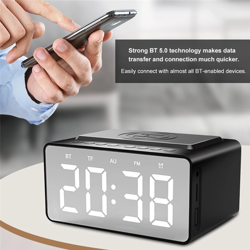new trending products electronic gadgets wireless charger with alarm clock fast charging wireless bluetooth portable speaker