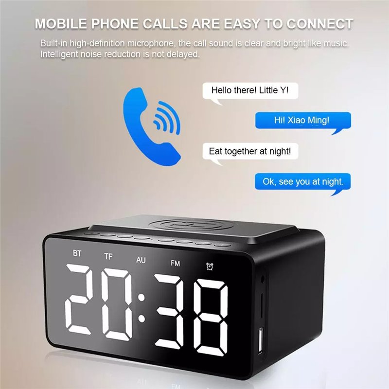 new trending products electronic gadgets wireless charger with alarm clock fast charging wireless bluetooth portable speaker