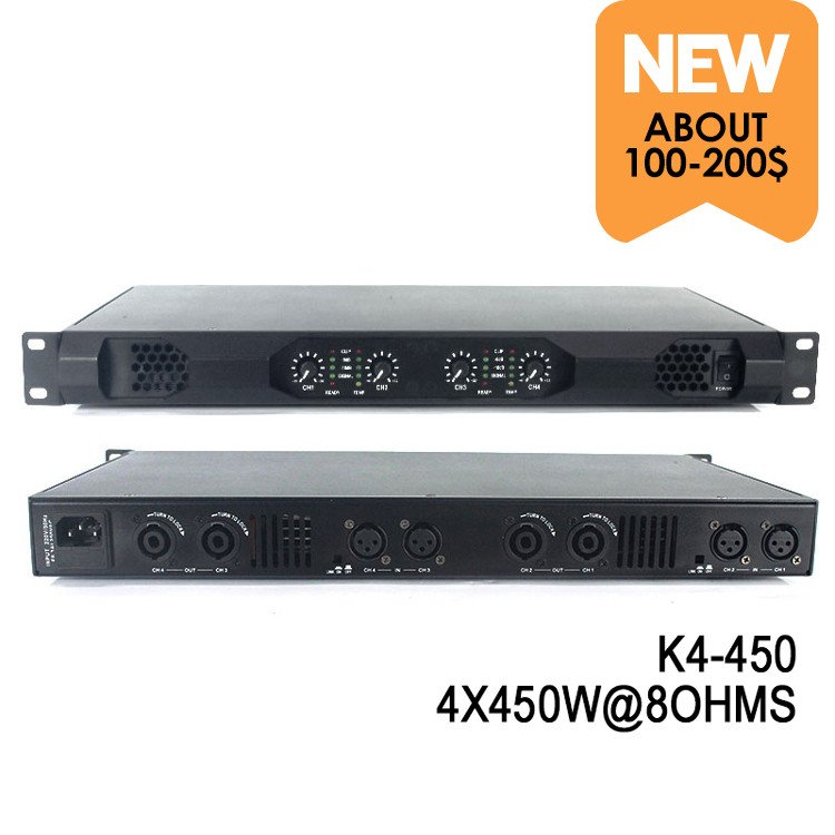 Sinbosen dj speaker digital amplifier 1U class d K4-450 professional 450watt 4 channel power amplifier
