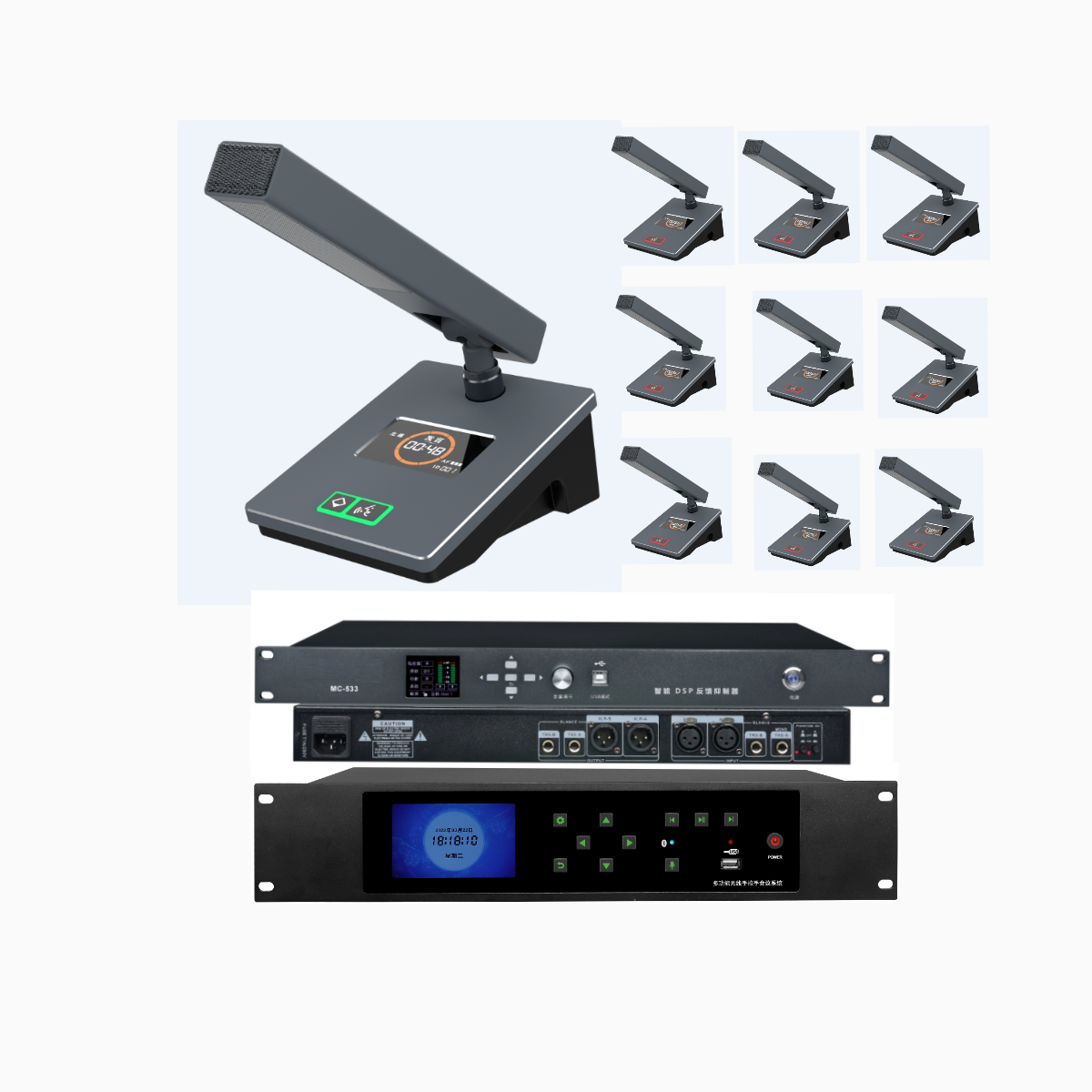 VD-8310 Professional 12pc sets UHF wireless conference system for 10 people 1 chairman 9 delegate conference feedback Suppressor