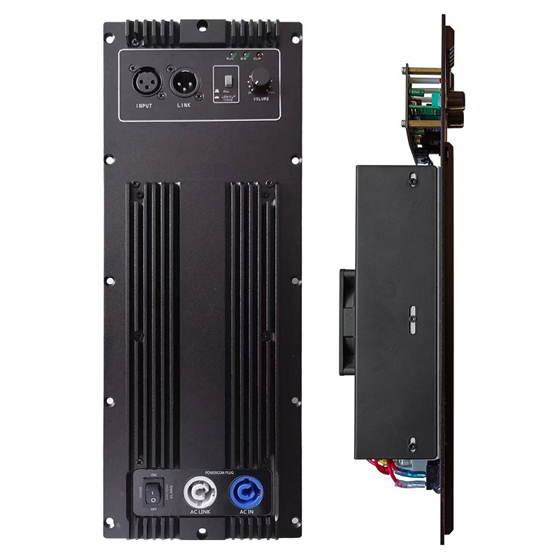 Class D 1200W Active Module: Variable-Speed Fan Cooling, LCC Power Supply, 1200W @ 4ohms, DSP PDA1001+PRE