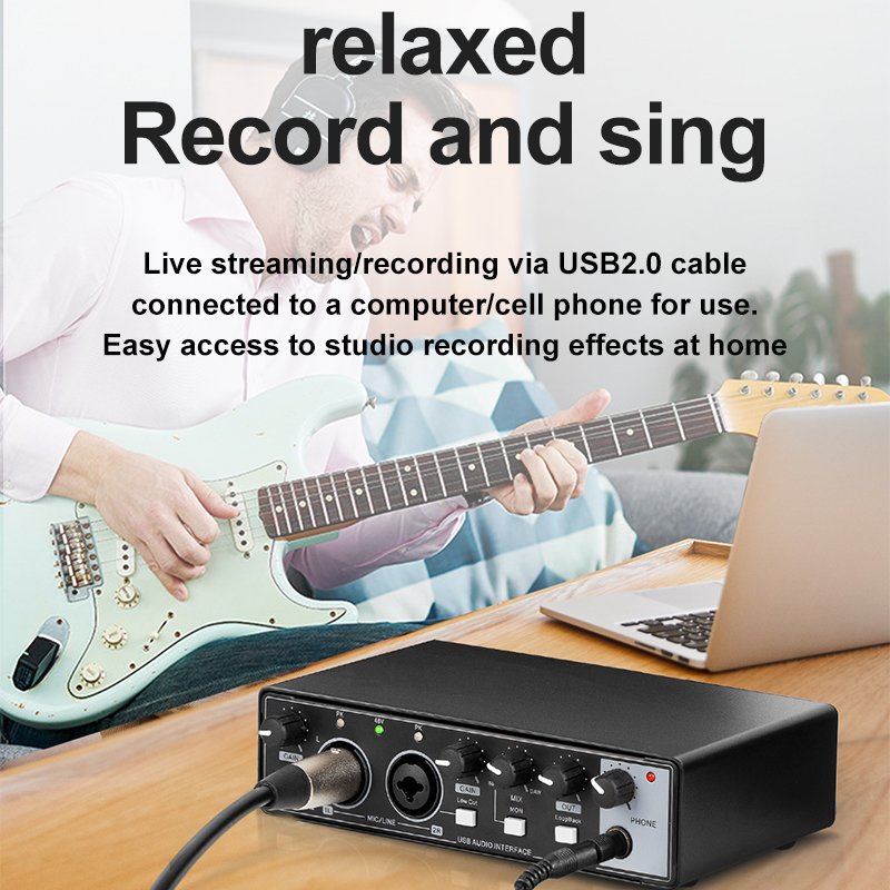 Professional Computer Recording Live Equipment Singing USB External Guitar Audio Studio Sound Card