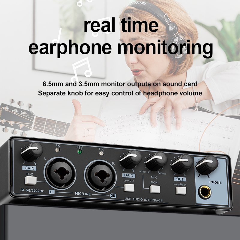 Professional Computer Recording Live Equipment Singing USB External Guitar Audio Studio Sound Card
