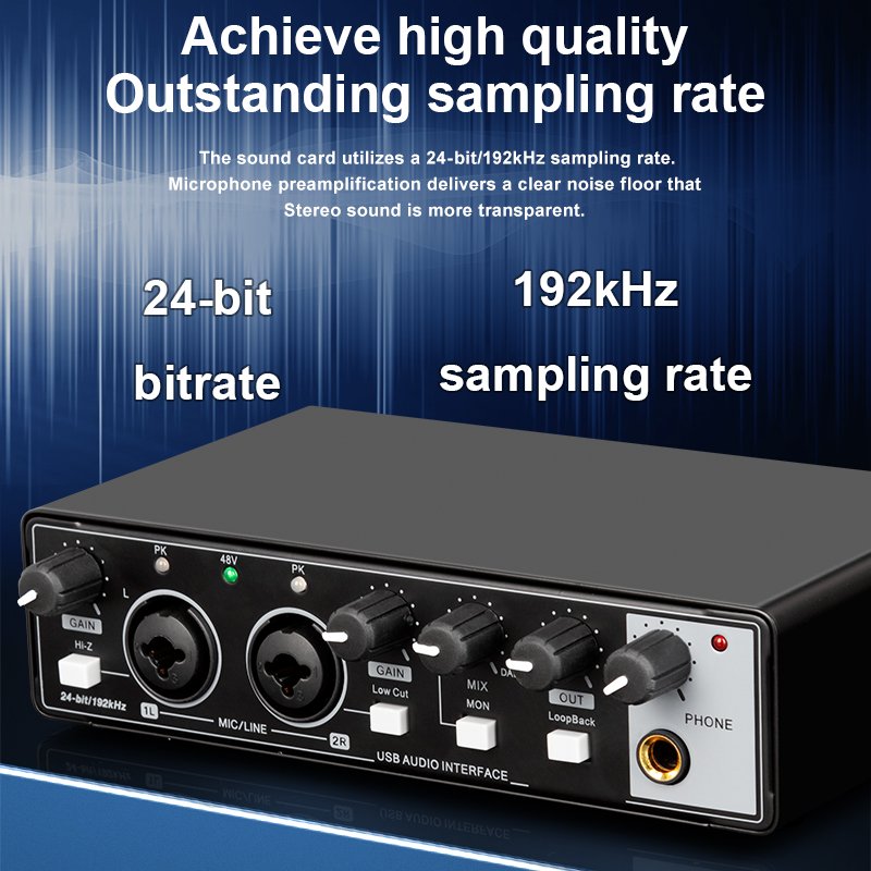 Professional Computer Recording Live Equipment Singing USB External Guitar Audio Studio Sound Card